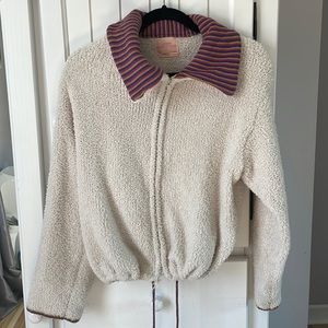 Urban Outfitters Faux Fur Multi-Colored Collared Womens Zip-Up